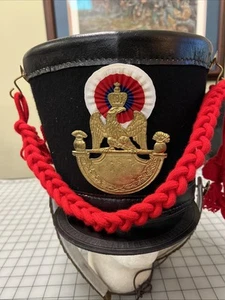 Ejército Mexicano, Álamo 1830s Lana Napoleónica y Cuero Alto Ejército Shako - Talla 7 5/8+ - Imagen 1 de 21