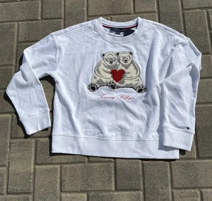 NUEVO CON ETIQUETAS Tommy Hilfiger Oso Polar Corazón Sudadera Vacaciones Invierno Mujer’s Pequeña $80 - Imagen 1 de 7