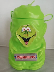 3 Musketeers Vintage Green Blow Mold Halloween Candy Pail Bucket 1990 With Lid - Picture 1 of 7