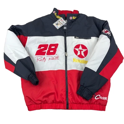 Vintage Nascar Jacket Men Large Ricky Rudd Havoline Oil 90s Y2K Bomber Puffer - Image 1 of 4