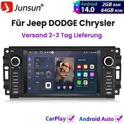 64GB Android 14 Autoradio CarPlay GPS Für Dodge RAM Jeep Grand Cherokee Chrysler - Bild 1 von 4