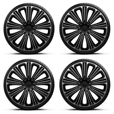 Wheel Trims 16" Black & Silver Rosso Hub Caps x4 Fits VAUXHALL ASTRA VAN - Image 1 of 4