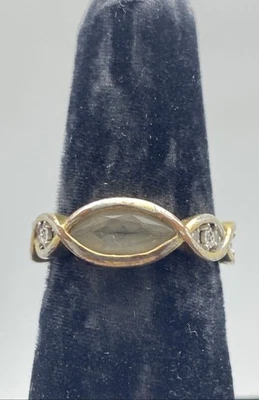 Anillo de oro sobre plata esterlina topacio y diamantes cuerpo a cuerpo talla 6 1/2 3,7 g Foto 1 de 4