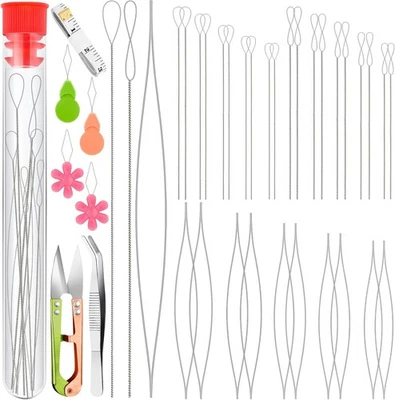 Набор игл для бисероплетения Teenyyou 32 шт., 3 типа: большой глаз, складные скрученные, длинные - Изображение 1 из 4