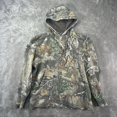 Browning Realtree Men Brown Camouflage Pullover Hoodie Hunting Size Medium - Image 1 of 4