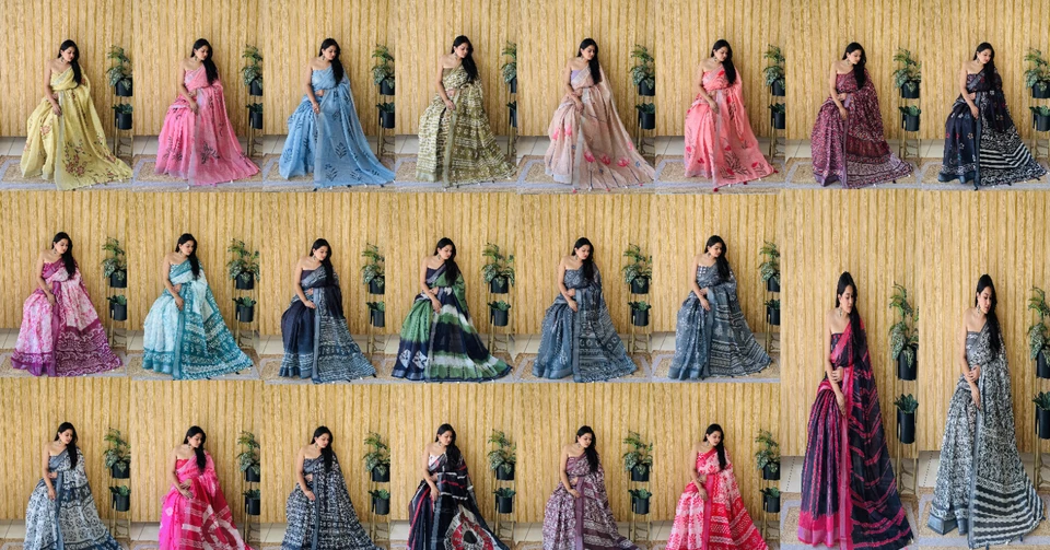 Look deslumbrante linho macio algodão saree com blusa para festa feminina - Imagem 1 de 1