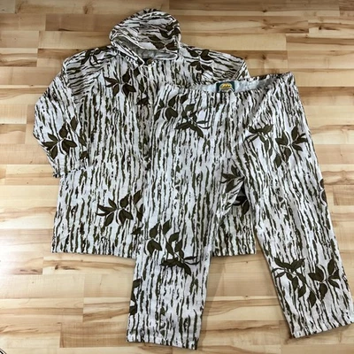 Cabelas Snow Camo Jacket & Pants Set XL-3X Vtg 90s Treebark Pattern Made In US - Image 1 of 4