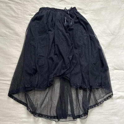 Hachas Mujer Azul Marino Encaje Tul Superpuesto Falda Con Volantes De Japón Foto 1 de 4