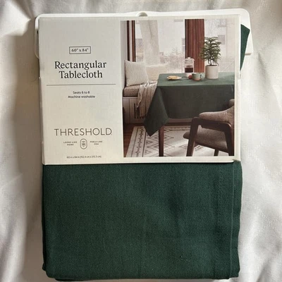 ❤️ Threshold Forest Green Oblong Tablecloth 60" X 84” Rectangular  NEW W/TAGS - Image 1 of 2