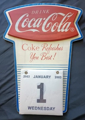 Новый из старых запасов Coca Cola вечный календарь деревянный знак Coke освежает вас лучше всего!  2003 Pad - Изображение 1 из 4