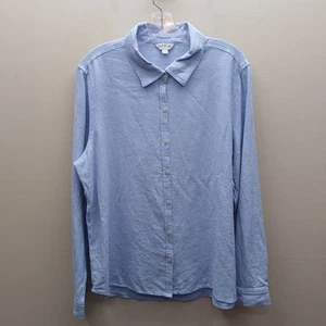 Camisa Blusa Top Orvis Mezcla de Lino Manga Larga Con Botones Azul Atemporal XL - Imagen 1 de 5