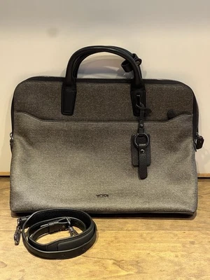 Tumi Stanton Anita Portfolio Shoulder Bag Messenger Briefcase Grey Black Strap - Image 1 of 4