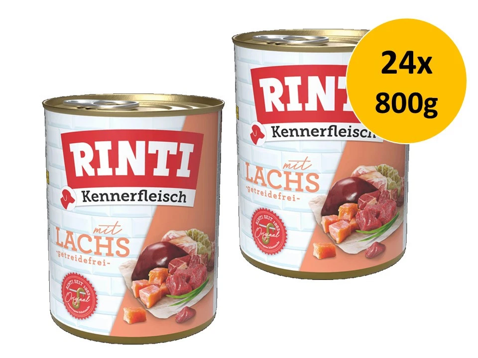 Rinti Kennerfleisch mit Lachs Hunde Nassfutter getreidefrei 12 x 800 g