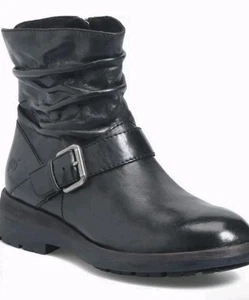 Born schwarze halbhohe lässige Stiefeletten mit Schnalle und Reißverschluss Größe 8 neu mit Karton - Bild 1 von 11