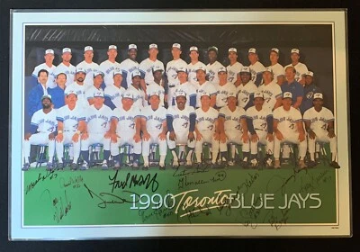 1990 Toronto Blue Jays Signed Placemat Wells McGriff Gaston 12 others - Image 1 of 4