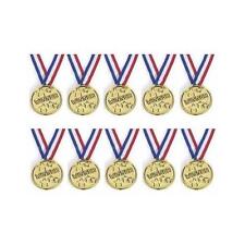 Gold Winner Medal With Ribbon Neck Cord Party Bag Filler Toys For Kids 1 to 96