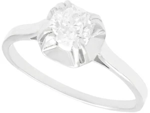 Antique 0.65 Ct Diamond 18k White Gold Platinum Set Solitaire Engagement Ring - Picture 1 of 11