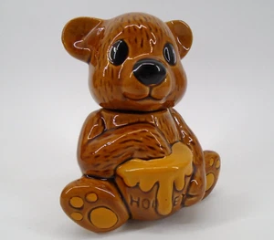 Vintage Keramik Teddybär Honigtopf Glas mit abnehmbarem Kopf 5" hoch - Bild 1 von 11