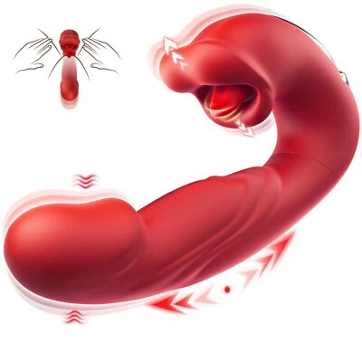 For Women Rose Tongue Licking Sucking Clitoral Vibrator Thrusting Dildo Sex Toys - Image 1 of 4