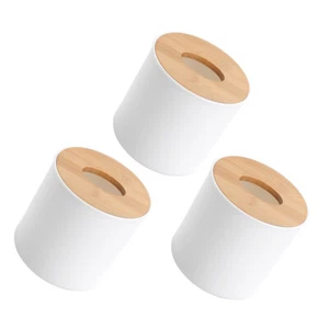 3Pcs Tissue Holders Round Wooden Tissue Dispenser Tables Tissue Holder - Picture 1 of 12
