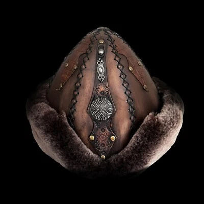 Ertugrul Gazi Metal Brooch Cross Stitch Genuine Leather Hat Brown 60cm/23.6" - Image 1 of 4