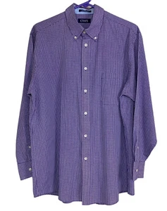Chaps Mens Wrinkle Free Dress Shirt Purple Check long Sleeve 16-16.5/32/33 - Picture 1 of 9
