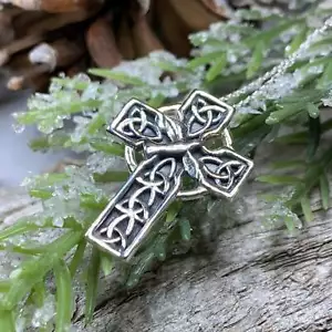 Massive Sterlingsilber keltische Taubenkreuz-Halskette Schottland mit kostenloser Kette - Bild 1 von 10