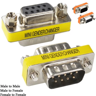 Gender Changer 9 Pin Male - M M - Female F - F Serial RS232 Adapter Coupler DB9 - Image 1 of 4