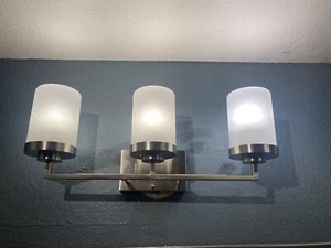 3-Sconce Vanity Light Industrial Grade Cask Industries Glass Globes - Picture 1 of 1