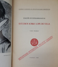 Estudios Sobre Lope De Vega [Hardback] Joaquin de Entrambasaguas Tomo 1 2 3 1946