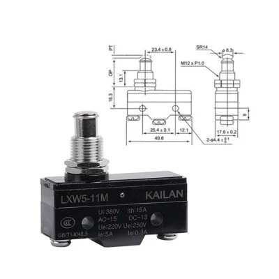 TM-1307 Micro Limit Switch AC 380V 15A SPDT NO NC Panel Mount Plunger Actuator - Image 1 of 4