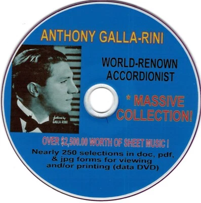 ANTHONY GALLA-RIN1 - MASSIVE ACCORDION SHEET MUSIC COLLECTION - 269 SONGS on DVD - Image 1 of 4