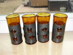 Set of 4 Felipe Derflingher 4” imprisoned glasses MCM Brutalist - Picture 1 of 5