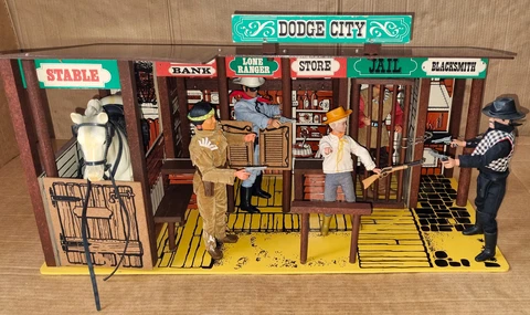 Vintage 70's Marx/Gabriel Lone Ranger DODGE CITY Sio Action Figure Playset Comp Cover