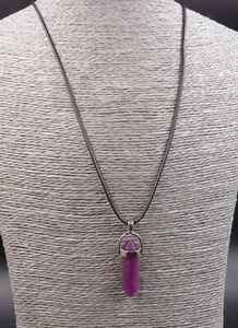 Collier avec pendentif pointe hexagonale en Améthyste naturelle - Imagen 1 de 3