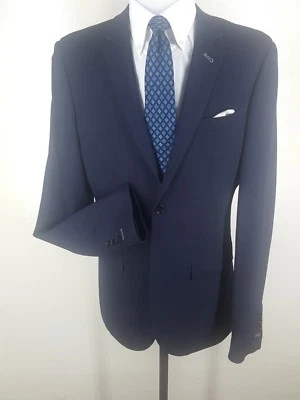 Blazer INDOCHINO Reciente Azul a Medida 100% Lana 2 Btn Ventilaciones Laterales Ajuste 36 Reg.  Foto 1 de 4