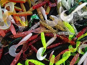 100x 2" 2.5" Soft Plastic Fishing Lures Single Curl Tail Grub Worm Bait BREAM - Picture 1 of 1
