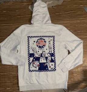 Mens Pabst Blue Ribbon Beer Caroline Mallon Dancing Cans Hoodie Sweatshirt Sz L - Picture 1 of 10
