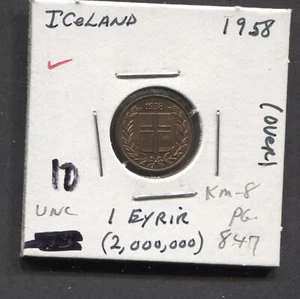 1958-Iceland-UNC/1 Eyrir - Picture 1 of 2