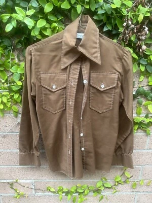 Blusa De Colección Años 70 Dama Wrangler Marrón Abotonada Hecha en EE. UU. Western Talla 30 Retro  Foto 1 de 4