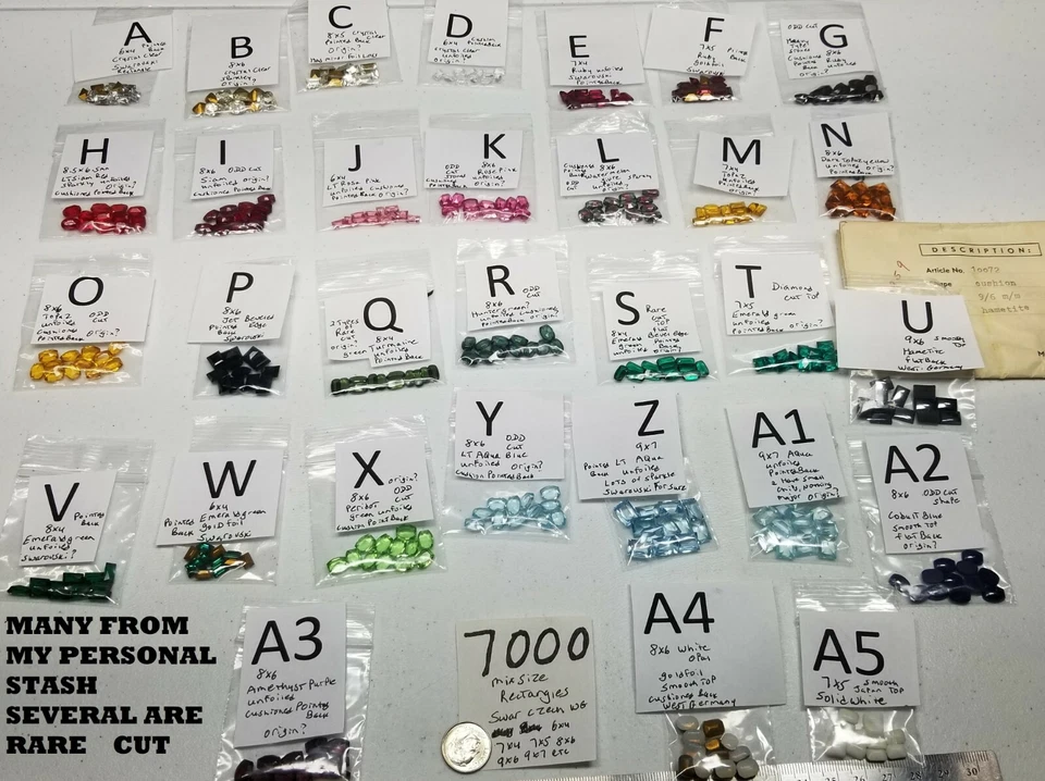 12 pedrería rectangular de colección para reparación artesanal joyería Swarovski checo WG 7000 Foto 1 de 1