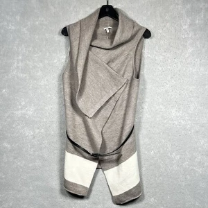 Joie Vest Womens Medium Tan Wool Shawl Collar Long Vest Snap Ligere Sleeveless - Picture 1 of 10