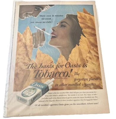 Revista vintage Ad Ephemera - Cigarrillos de tabaco Oasis Foto 1 de 2