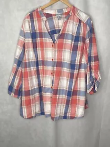 Catherine’s Women’s Button Down Shirt Red And Blue Size 3x - Picture 1 of 9
