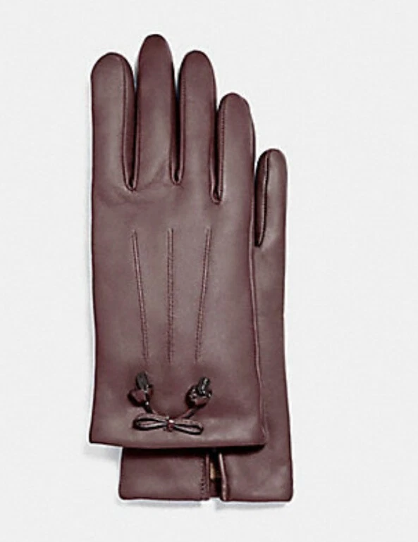 Guantes para mujer Coach Oxblood con lazo de cuero forrados de lana F20887 talla 7 - nuevos con etiquetas $135 Foto 1 de 1