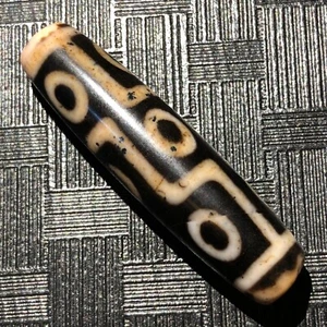 Unique Magic Power Tibetan Old Agate 9Eye Totem dZi Bead Amulet12*47mmN019 - Picture 1 of 11