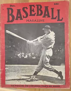 Vintage 12/1939 "Baseball Magazine" con Rookie Ted Williams sulla copertina - Foto 1 di 11