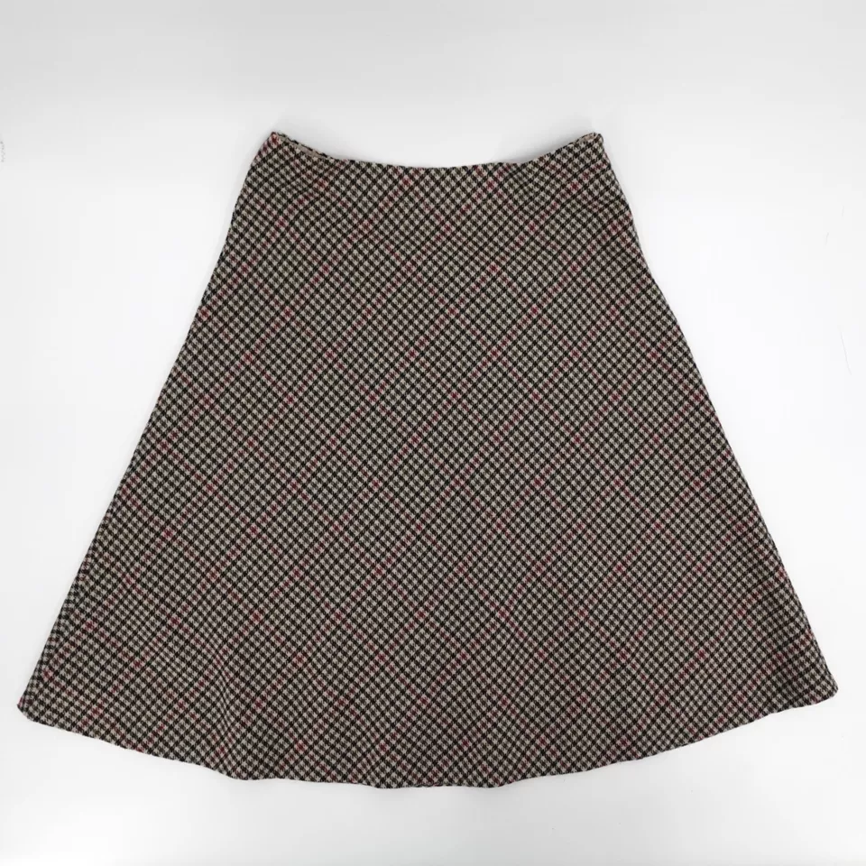 Orvis 裙子女式 8 格子 A 字及膝衬里羊毛混纺商务休闲 — 第 1/4 张图片