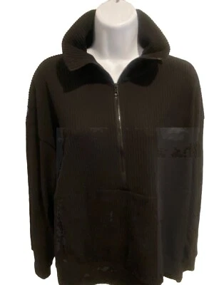 Pullover Avia acanalado cepillado 1/4 cremallera hollín negro para mujer talla pequeña (4-6) nuevo con etiquetas Foto 1 de 4