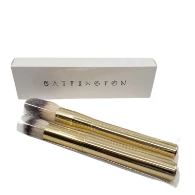 Battington Beauty Maquillaje Polvo Cepillo Y Pincel de Contorno Set Dorado Lote de 2 Foto 1 de 4